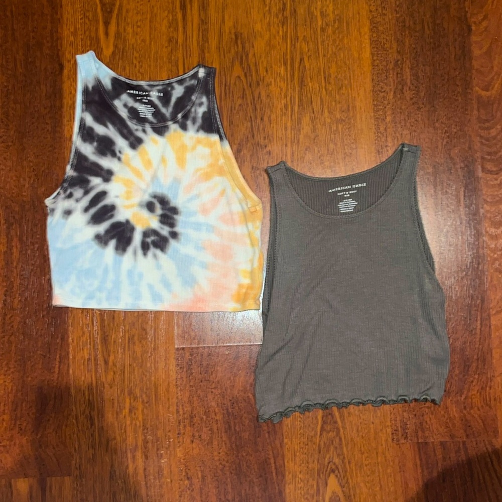 2 American Eagle Soft and Sexy Ribbed Cropped Tanks